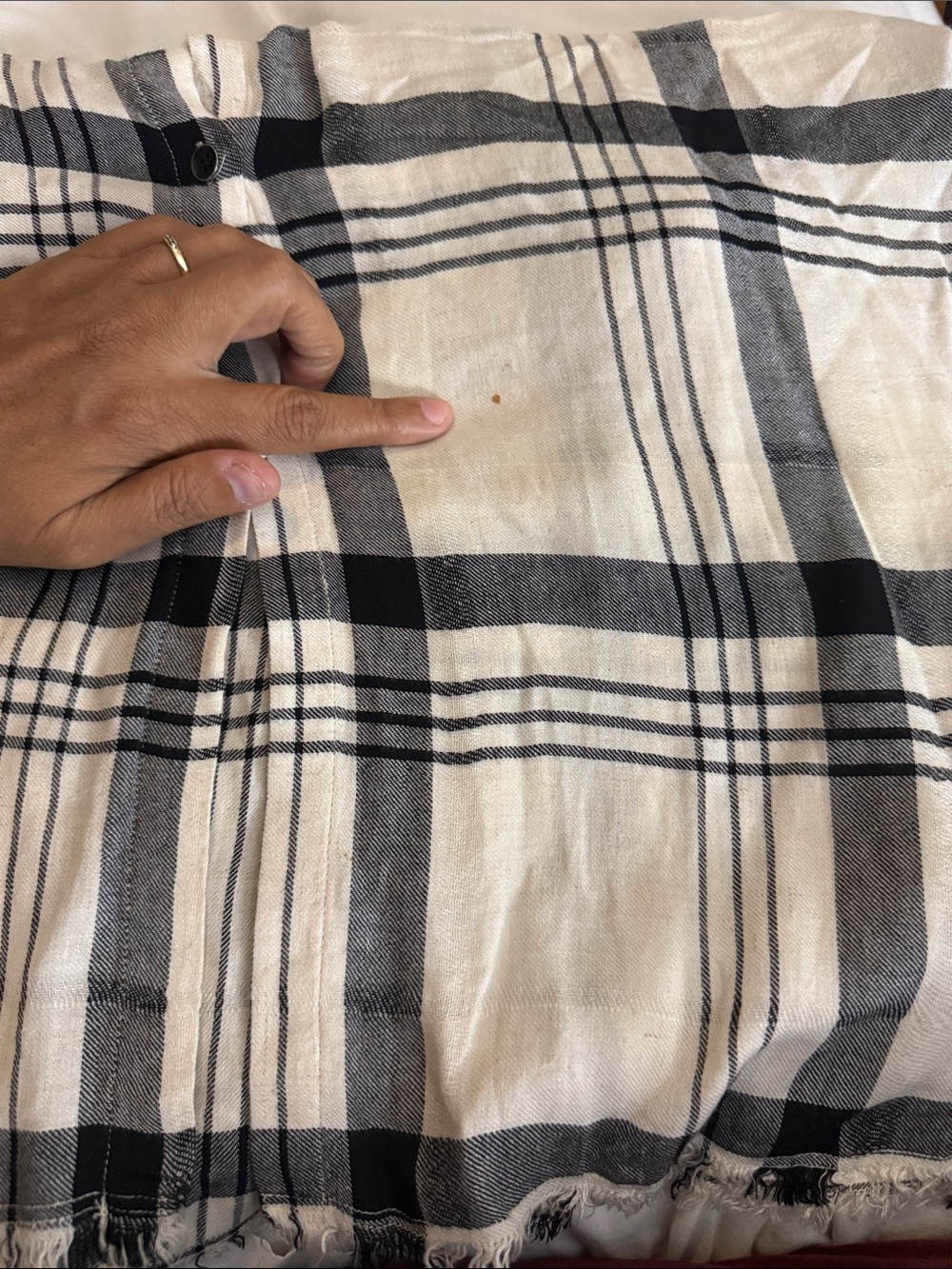 Cloth & Stone Anthropologie Plaid Button Front Linen Blend Shirt Dress - Size L - Picture 11 of 11